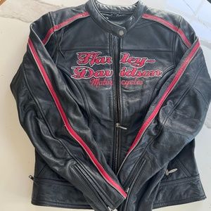 Women's Harley-Davidson Leather Moto Jacket in Black and Red Size M
